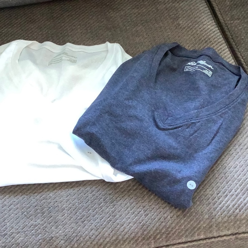 Eddie Bauer White and Blue V-Neck T-Shirts
Loc 3D